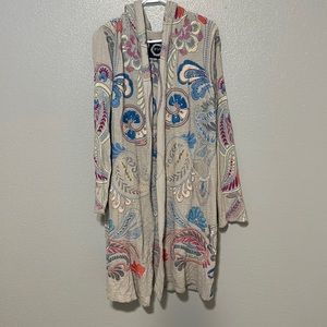 Johnny Was Biya Embroidered Hooded Cardigan